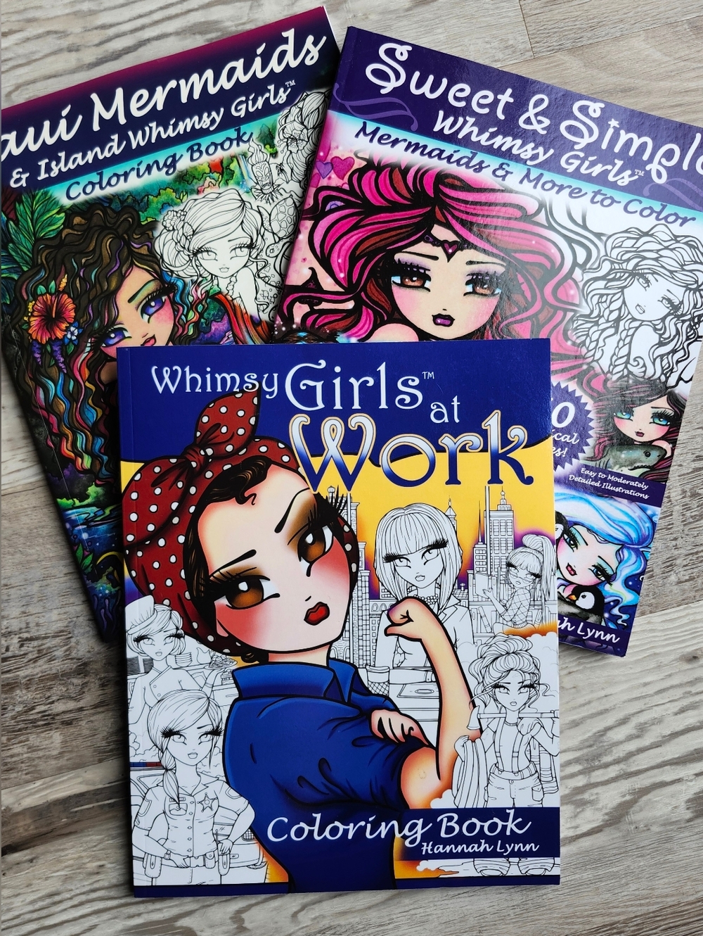 Whimsy Girls Coloring Books Lot Hannah Lynn Mermaids Maui 3 Book Set New